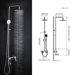 Bathroom Shower Column Set | SUS 304 Stainless Steel Bathroom Shower System | Wall Mounted Adjustable Triple Function Shower Faucet Brushed Nickel