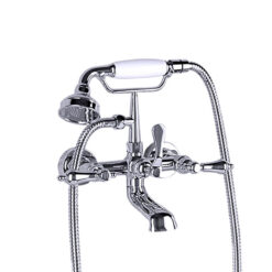 Bathroom Clawfoot Shower Bathtub Combo Faucet | 4.7''-6.12  Centers Two Handle Wall-Mounted Polished Chrome Bathtub Faucet