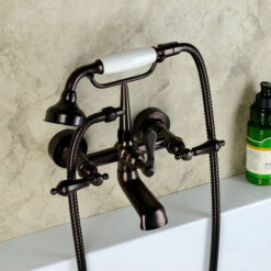 Bathroom Clawfoot Shower Bathtub Combo Faucet | 4.7''-6.12  Centers Two Handle Wall-Mounted Polished Chrome Bathtub Faucet