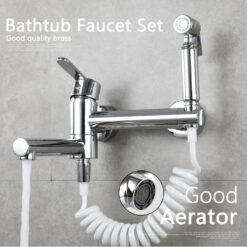 Brass Bathtub Faucet Set Bathroom Wall Mounted Bathtub Faucet with Bidet Sprayer for Showering