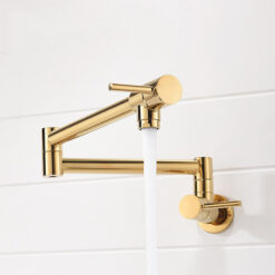 Brass Wall Mounted Kitchen Faucet | Cold Water Folding Kitchen Faucet | Single Lever Rotate Kitchen Sink Faucet 7 Colors
