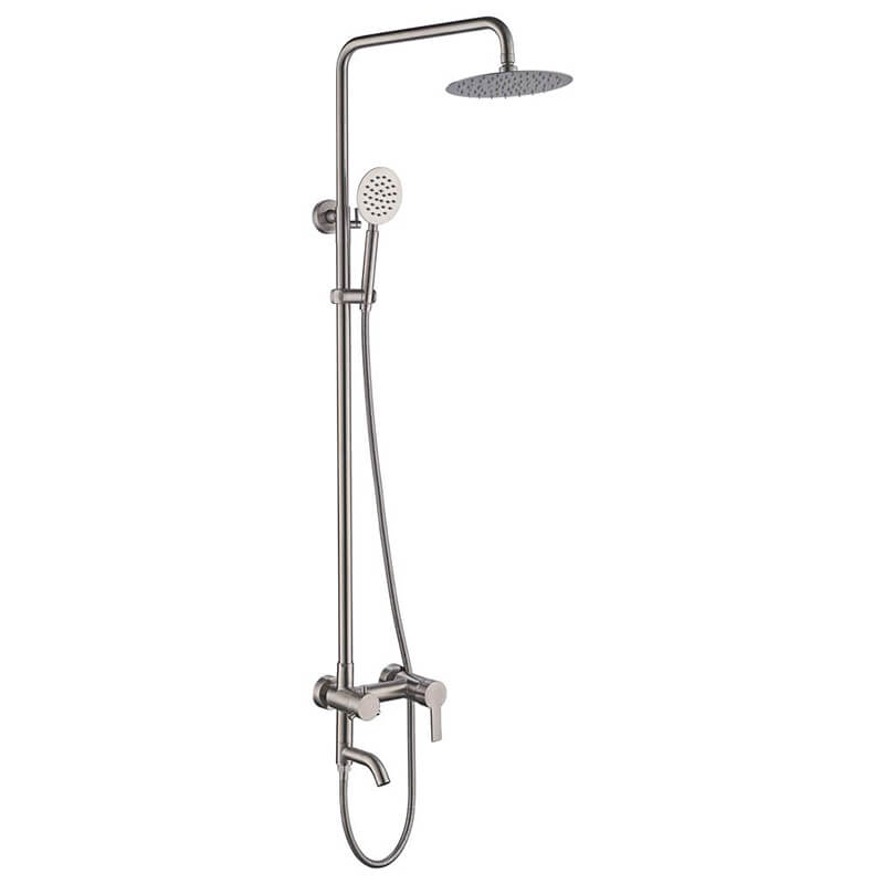 Bathroom Shower Column Set | SUS 304 Stainless Steel Bathroom Shower System | Wall Mounted Adjustable Triple Function Shower Faucet Brushed Nickel