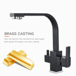 Dual Handle Kitchen Faucet With Dual Spray 360 Degree Rotated Brass Kitchen Faucet Drinking Water Purifier Filter System