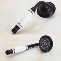 Brass Floor Mounted Tub Sink Faucet Dual Handle Bathroom Freestanding Bathtub Mixer Tap