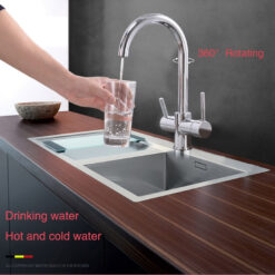 360 Degree Rotation Brass Drinking Filtered Water Kitchen Faucet Brass Single Hole Kitchen Faucet Dual Handle Kitchen Sink Tap