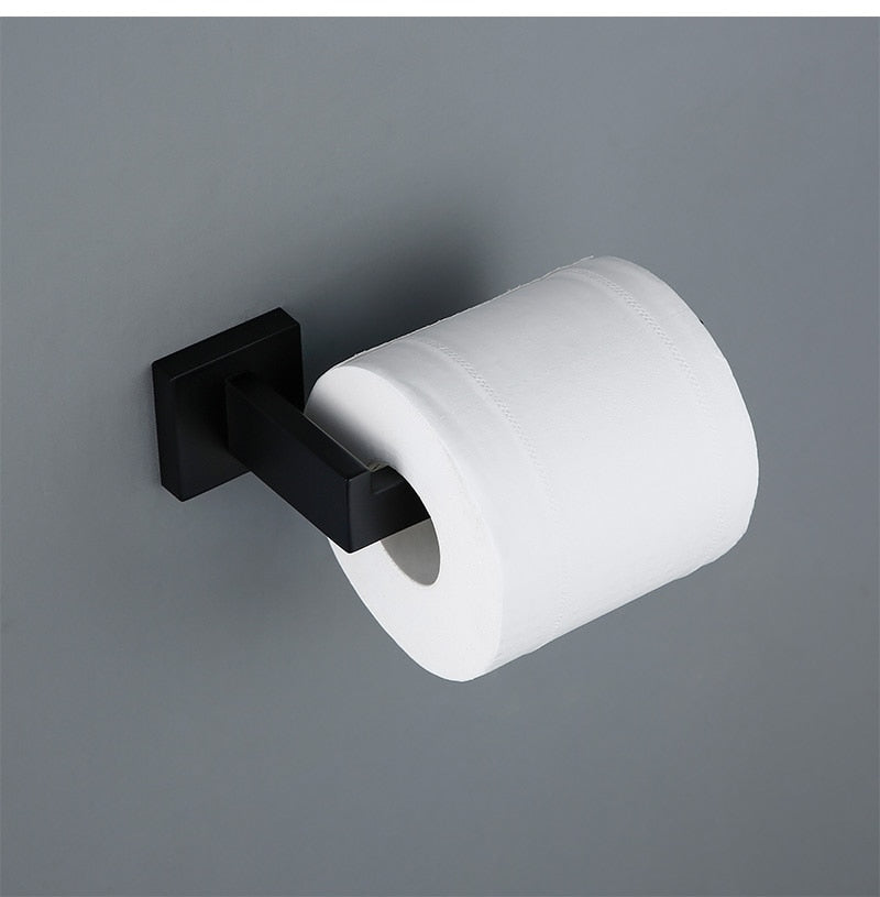 product-image-1045148150 Bathroom Hardware Set Black Robe Hook Towel Rail Bar Rack Bar Shelf Tissue Paper Holder Toothbrush Holder Bathroom Accessories