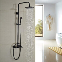 Bathroom Rainfall Shower Mixer Faucet Dual Handle Brass Black Shower Set Faucet Wall Mount Rainfall Shower Mixer Tap