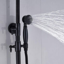 Bathroom Rainfall Shower Mixer Faucet Dual Handle Brass Black Shower Set Faucet Wall Mount Rainfall Shower Mixer Tap