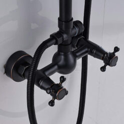 Bathroom Rainfall Shower Mixer Faucet Dual Handle Brass Black Shower Set Faucet Wall Mount Rainfall Shower Mixer Tap