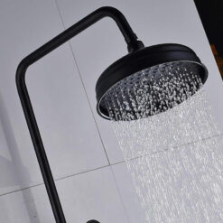 Bathroom Rainfall Shower Mixer Faucet Dual Handle Brass Black Shower Set Faucet Wall Mount Rainfall Shower Mixer Tap
