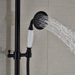 Bathroom Rainfall Shower Mixer Faucet Dual Handle Brass Black Shower Set Faucet Wall Mount Rainfall Shower Mixer Tap