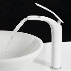 Bathroom Basin Faucet White and Black Baking Solid Brass Special Sink Mixer Tap Hot & Cold Waterfall Basin Faucet