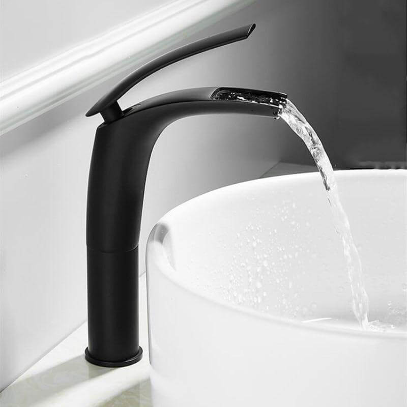 Bathroom Basin Faucet White and Black Baking Solid Brass Special Sink Mixer Tap Hot & Cold Waterfall Basin Faucet