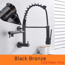 Brushed Spring Pull Down Kitchen Faucet Cold Water Dual Spouts Handheld Shower Kitchen Taps Wall Mounted Kitchen Washing Crane