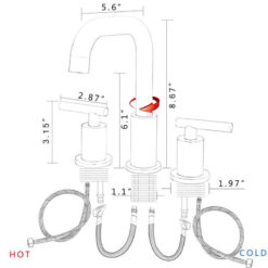 Bathroom Sink Faucet Solid Brass Double Handle Sink Mounted Hot & Cold Mix Basin Faucet European Style Basin Accessories