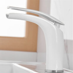 Bathroom Basin Faucet White and Black Baking Solid Brass Special Sink Mixer Tap Hot & Cold Waterfall Basin Faucet