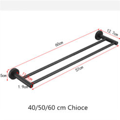 Black Double Arm Towel Holder 304 Stainless Steel Towel Bar Wall Mount Bathroom Towel Rack Hardware Accessory