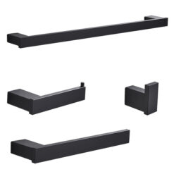 Bathroom Hardware Set Matte Black Paper Holder Towel Rail Rack Robe Hook Toilet Brush Holder Bathroom Accessories