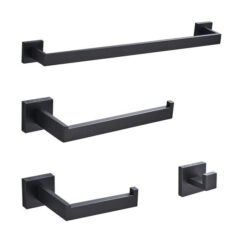 Bathroom Hardware Set Matte Black Paper Holder Towel Rail Rack Robe Hook Toilet Brush Holder Bathroom Accessories