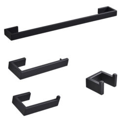 Bathroom Hardware Set Matte Black Paper Holder Towel Rail Rack Robe Hook Toilet Brush Holder Bathroom Accessories
