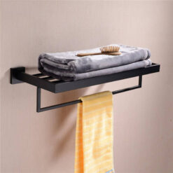 Bathroom Hardware Set | Black Robe Hook Towel Rail Rack Bar Shelf Paper Holder Toothbrush Holder Bathroom Accessories