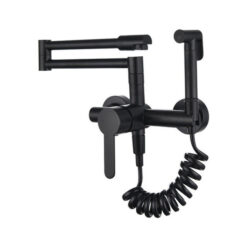 Foldable Kitchen Faucets Solid Brass Kitchen Sink Mixer Tap Hot & Cold Wall Mounted With Bidet Sprayer Rotating Sink Mixer