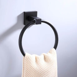 Aluminum Bathroom Accessories Black Towel Rack Towel Ring Hair Dryer Holder Wall Mounted Toilet Paper Holder Soap Basket