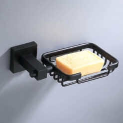 Aluminum Bathroom Accessories Black Towel Rack Towel Ring Hair Dryer Holder Wall Mounted Toilet Paper Holder Soap Basket