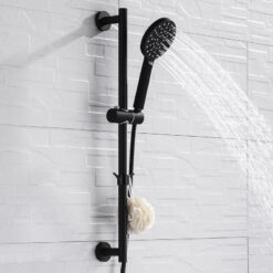 Adjustable Slide Bar with Handshower Set Matte Black Stainless Steel Round Shower Riser Rail Bar With Hose and Shower