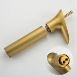 Deck-Mounted Basin Faucets Antique Brass Waterfall Basin Sink Faucet Mixers Taps Bathroom Water Taps