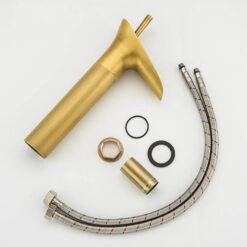 Deck-Mounted Basin Faucets Antique Brass Waterfall Basin Sink Faucet Mixers Taps Bathroom Water Taps