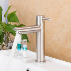 Basin Faucet Bathroom Sink Single Cold Water Tap Brushed Tap Water Faucet Bathroom Sink Faucet Tap Restroom