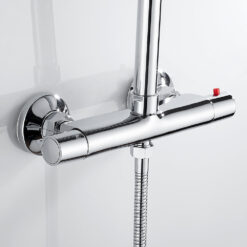 Bath Shower Faucet Thermostatic Faucets Wall Mounted Mixer Valve Tap Temperature Control Rain Shower Bathroom Twin Outlet