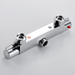 Bath Shower Faucet Thermostatic Faucets Wall Mounted Mixer Valve Tap Temperature Control Rain Shower Bathroom Twin Outlet