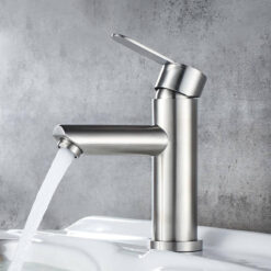 Basin Faucet Stainless Steel Faucet Bathroom Mixer Tap Single Hole Hot and Cold Water Classic Basin Faucets