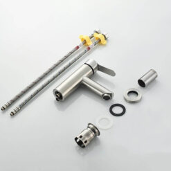 Basin Faucet Stainless Steel Faucet Bathroom Mixer Tap Single Hole Hot and Cold Water Classic Basin Faucets