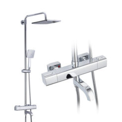 Black Shower Faucets Thermostatic Shower Column Set For Bathroom Mixer Waterfall Faucet Shower Thermostat Tap Rainfall Shower