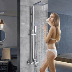 Chrome Shower Faucet Set Bathroom Rainfall Shower Mixers Swivel Spout Bath Shower Crane Hot Cold  Mixer Tap