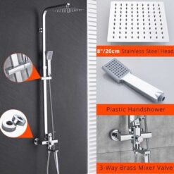 Chrome Shower Faucet Set Bathroom Rainfall Shower Mixers Swivel Spout Bath Shower Crane Hot Cold  Mixer Tap