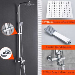 Chrome Shower Faucet Set Bathroom Rainfall Shower Mixers Swivel Spout Bath Shower Crane Hot Cold  Mixer Tap