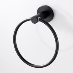 Black Towel Holder Ring | Round Wall Mounted Bathing Towel Rack Stainless Steel Kitchen Bathroom Accessories