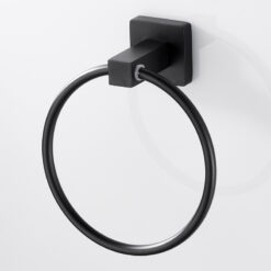 Black Towel Holder Ring | Round Wall Mounted Bathing Towel Rack Stainless Steel Kitchen Bathroom Accessories