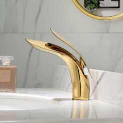 Bathroom Basin Faucets Brass Sink Mixer Tap Hot & Cold Single Handle Deck Mounted Lavatory Crane Tap Rose Gold/Gold/Chrome