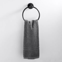 Black Towel Holder Ring | Round Wall Mounted Bathing Towel Rack Stainless Steel Kitchen Bathroom Accessories
