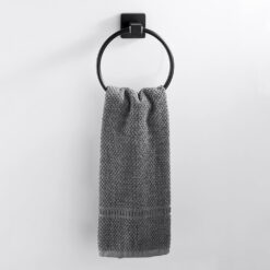 Black Towel Holder Ring | Round Wall Mounted Bathing Towel Rack Stainless Steel Kitchen Bathroom Accessories