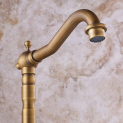 Antique Faucet Bronze Copper Double Handle Swivel Spout Bathroom Faucets Retro Style Brass Tall Basin Mixer Tap High Sink Crane