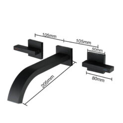 Basin Faucets Brass Sink Faucet Wall Mounted Taps Black Dual Handles Basin Mixer Tap Bathroom Waterfall Faucets