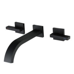 Basin Faucets Brass Sink Faucet Wall Mounted Taps Black Dual Handles Basin Mixer Tap Bathroom Waterfall Faucets