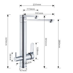 Chrome Purify Kitchen Faucet Dual Swivel Spout Three Way Kitchen Sink Mixer Tap Dual Water Outlet Drinking Water Faucet
