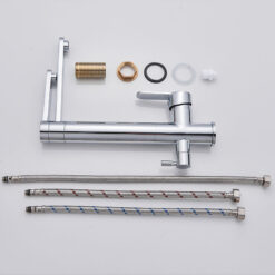 Chrome Purify Kitchen Faucet Dual Swivel Spout Three Way Kitchen Sink Mixer Tap Dual Water Outlet Drinking Water Faucet